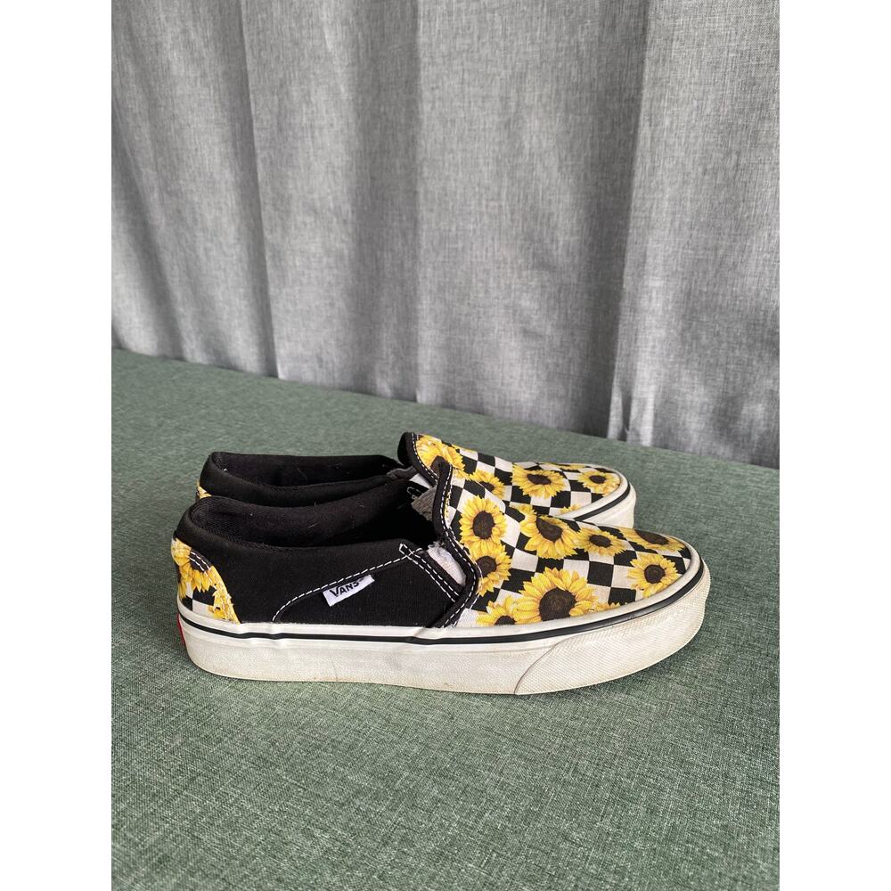 Vans Sunflower & Black/White Checkerboard Slip-Ons - Size 6.5 - Picture 3 of 10